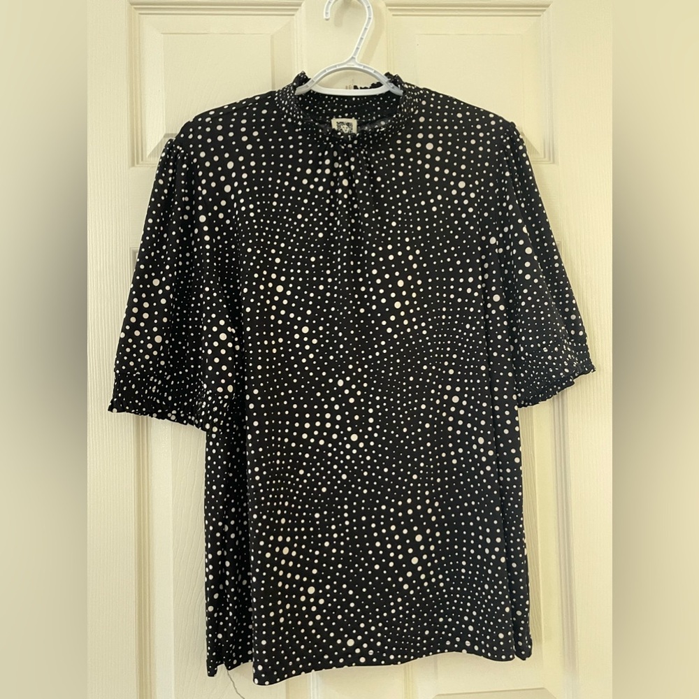 ANNE KLEIN Black with White Polka Dots Blouse